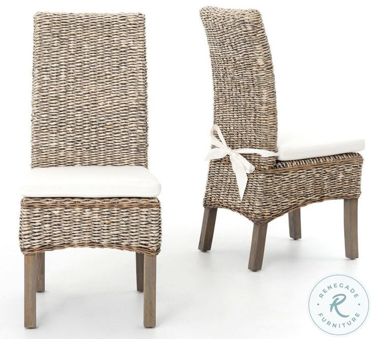 Banana Leaf Cream Chair With Grey Wash Cushion