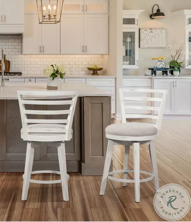 Meadowbrook Whitewash Swivel Counter Height Stool