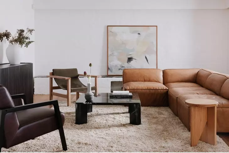 Segment Jetty Black Square Marble Top Coffee Table