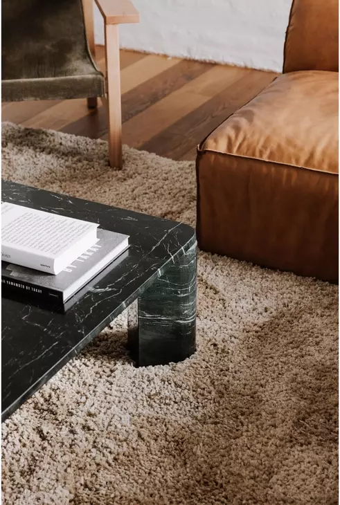 Segment Jetty Black Square Marble Top Coffee Table