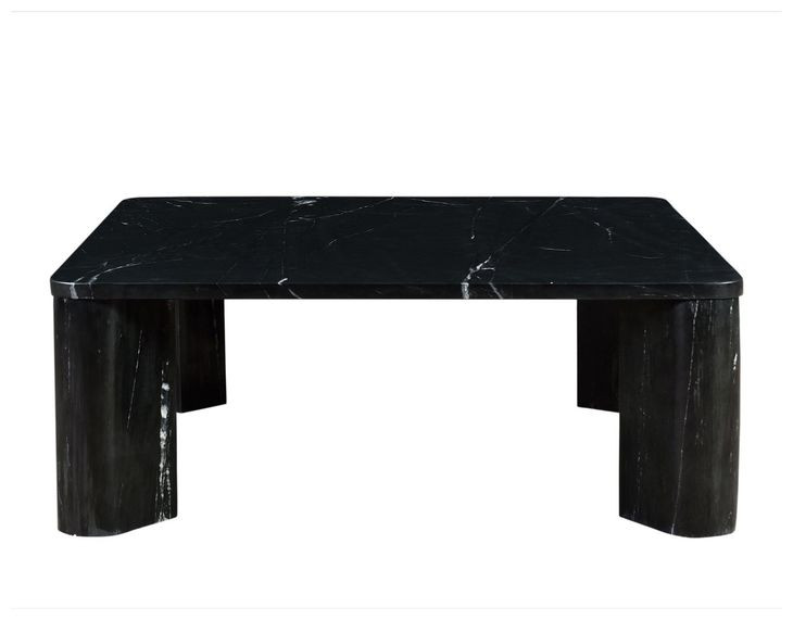 Segment Jetty Black Square Marble Top Coffee Table