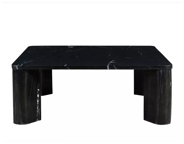 Segment Jetty Black Square Marble Top Coffee Table