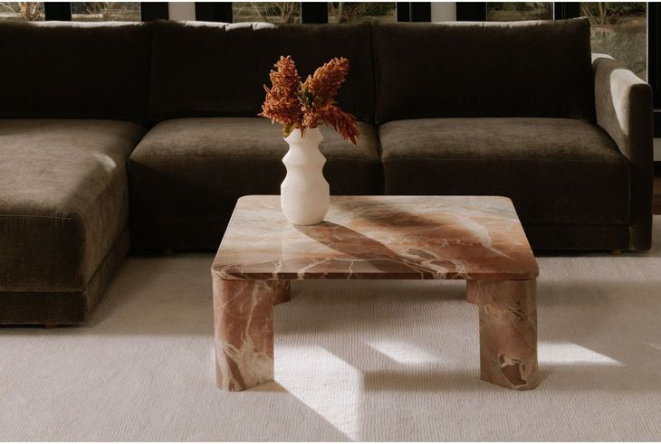 Segment Orange Square Marble Top Coffee Table