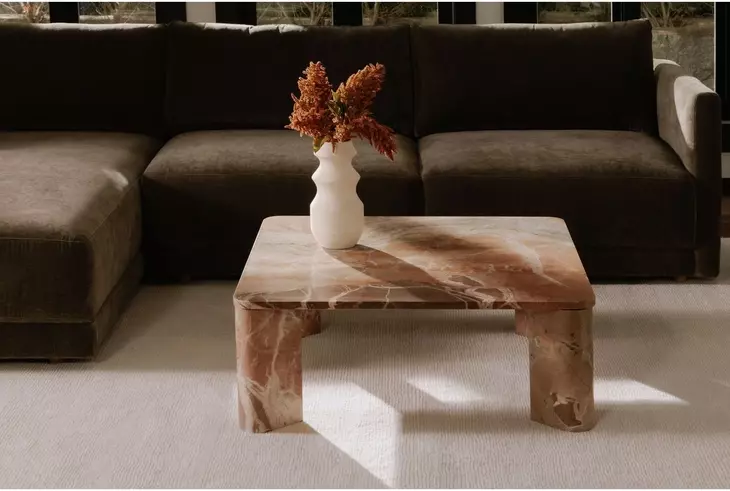 Segment Orange Square Marble Top Coffee Table