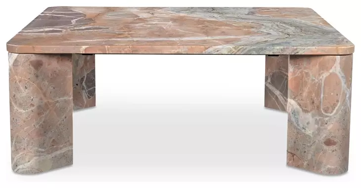 Segment Orange Square Marble Top Coffee Table