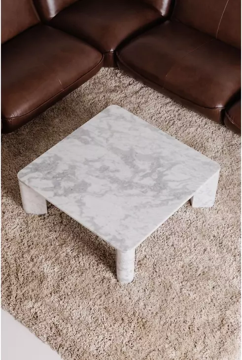 Segment Ashen Gray Square Marble Top Coffee Table