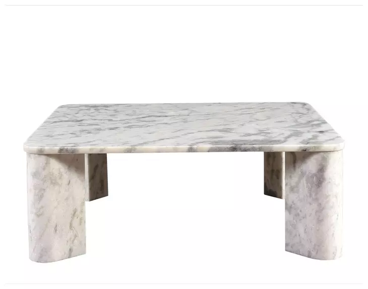 Segment Ashen Gray Square Marble Top Coffee Table