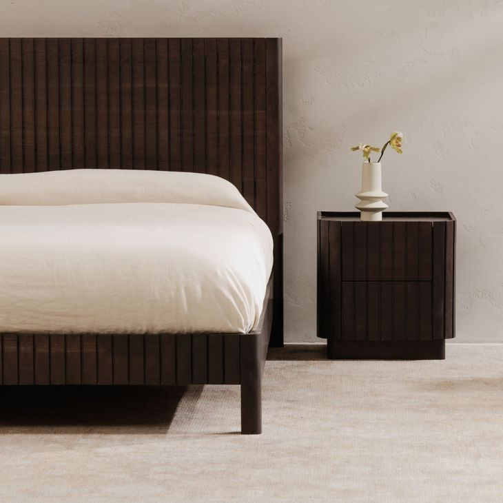 Povera Black 2 Drawer Nightstand