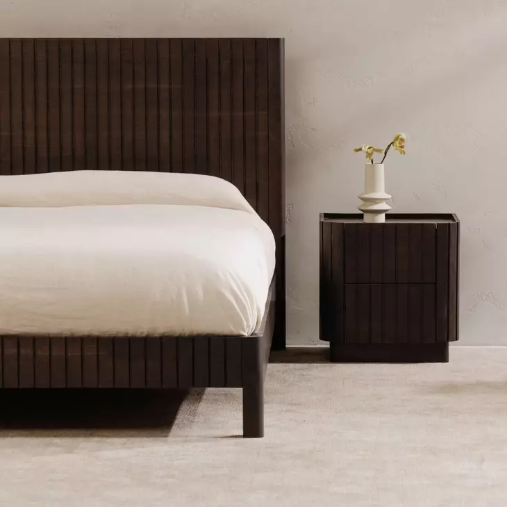 Povera Black 2 Drawer Nightstand