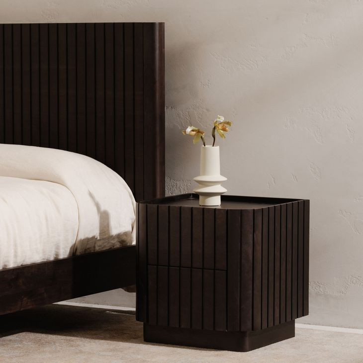 Povera Black 2 Drawer Nightstand