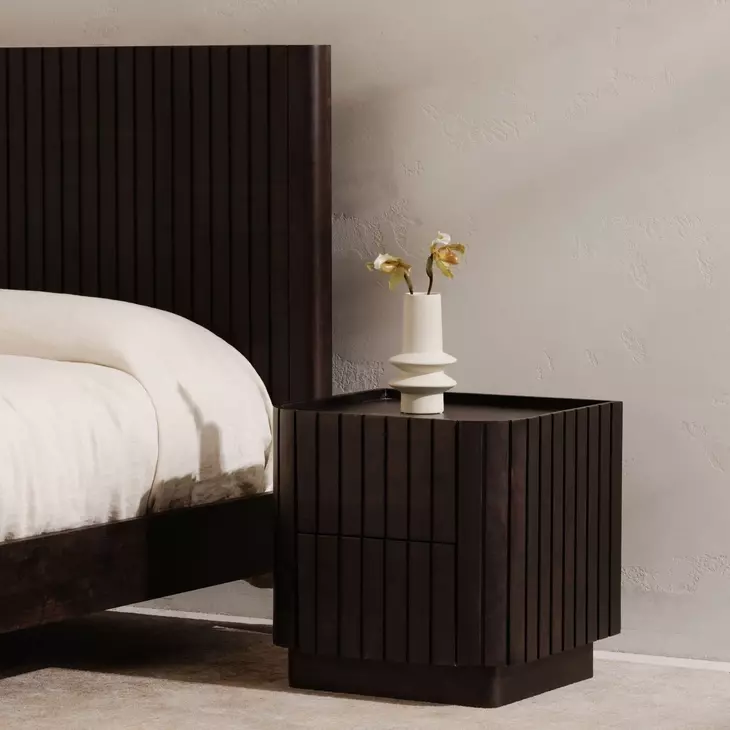 Povera Black 2 Drawer Nightstand