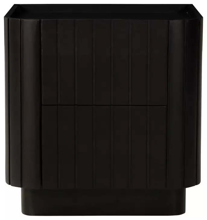 Povera Black 2 Drawer Nightstand