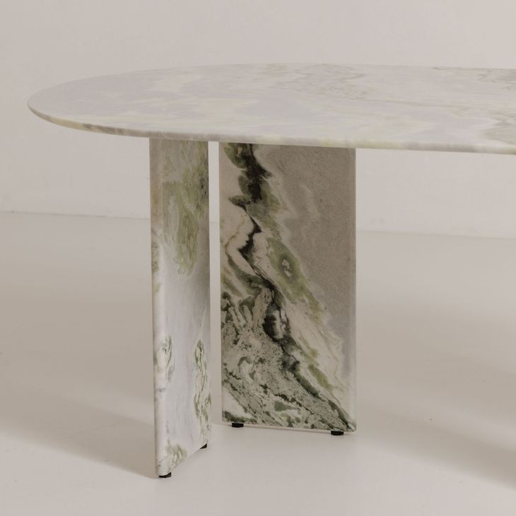 Celia Green 72" Oval Marble Top Dining Table