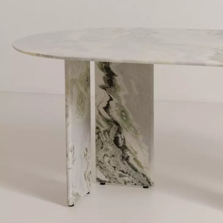Celia Green 72" Oval Marble Top Dining Table