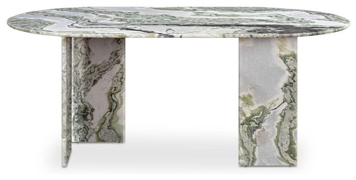 Celia Green Oval Marble Top Dining Room Set