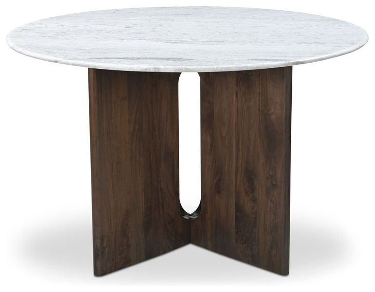 Stanley White And Gray Round Marble Top Dining Room Set