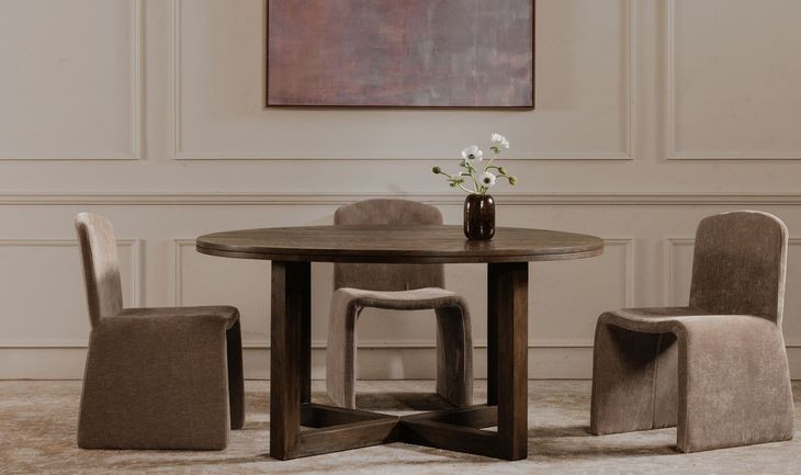 Joel Dark Brown Round Dining Room Set