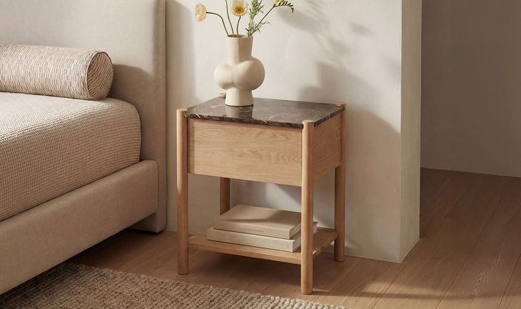 Elio Dark Emperador and Brown 1 Drawer Marble Top Nightstand