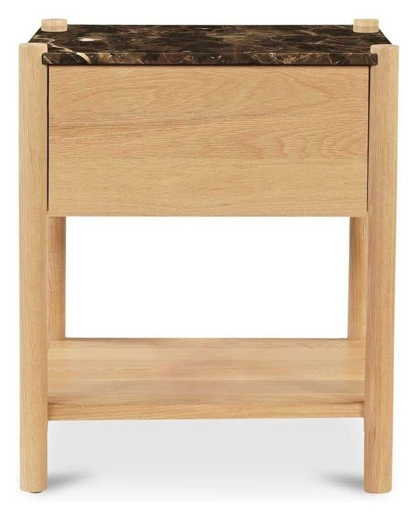 Elio Dark Emperador and Brown 1 Drawer Marble Top Nightstand