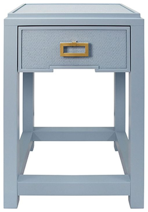Jean Matte Light Blue Rectangular 1 Drawer Side Table