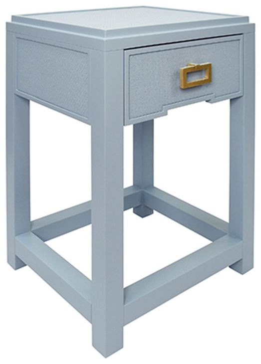 Jean Matte Light Blue Rectangular 1 Drawer Side Table