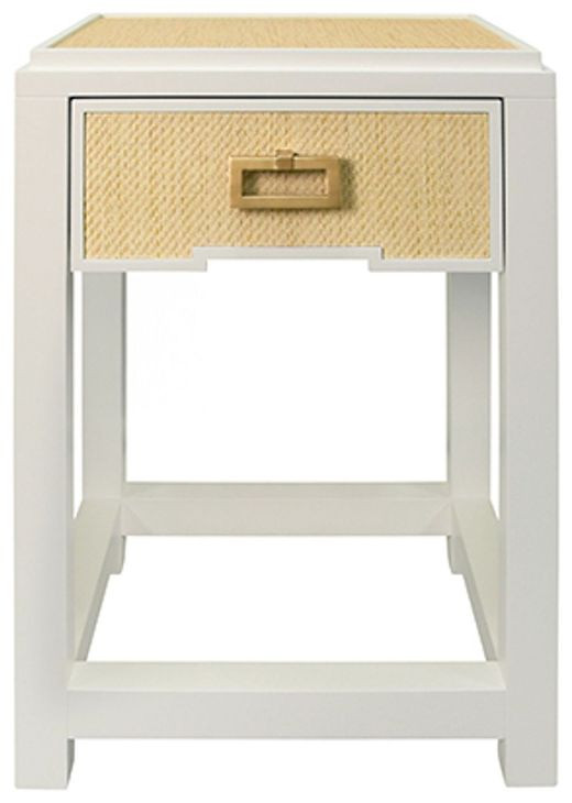 Jean Natural Grasscloth Rectangular 1 Drawer Side Table