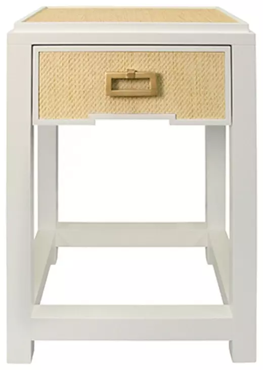 Jean Natural Grasscloth Rectangular 1 Drawer Side Table