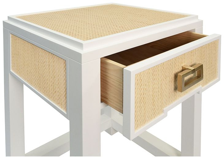 Jean Natural Grasscloth Rectangular 1 Drawer Side Table