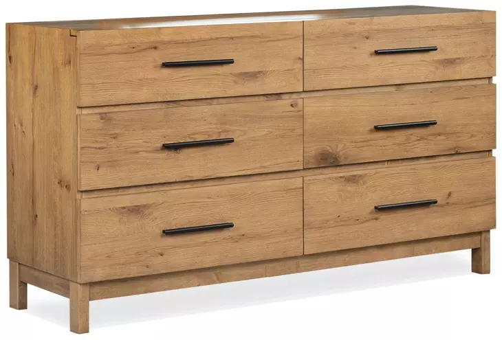caramel brown dresser Davenport Rustic 6 Drawer Allows for flexible storage