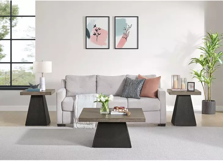 Rizzo Gray and Dark Espresso Square End Table