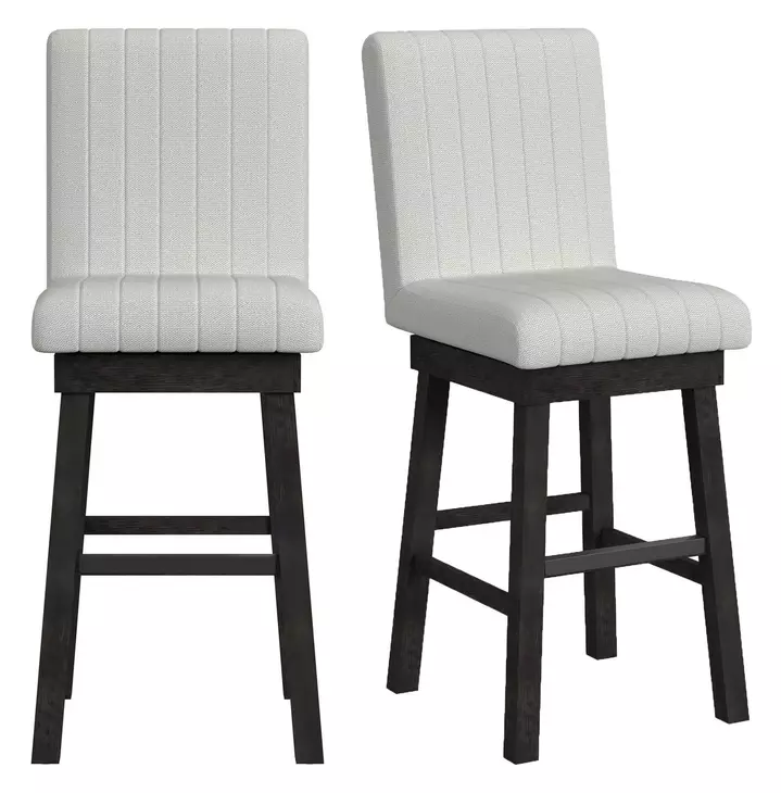 Rizzo Beige Upholstered Swivel Bar Stool Set of 2