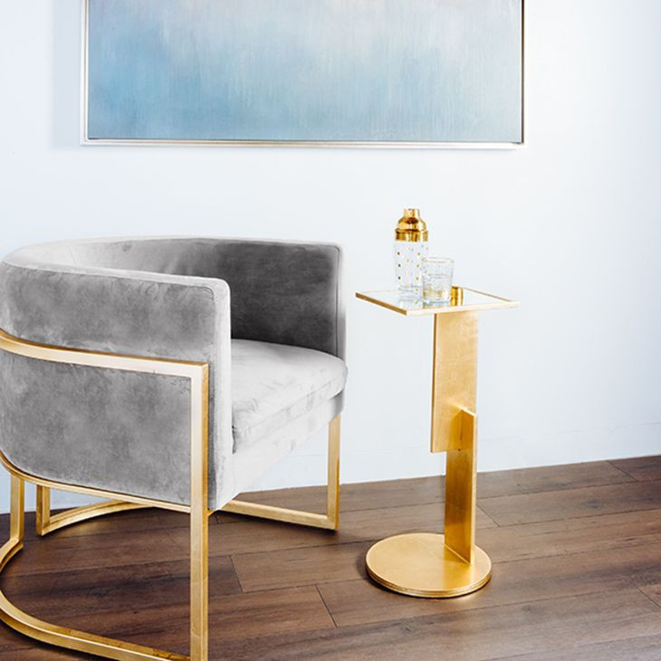 Jenna Gray and Gold Leaf Accent Chair