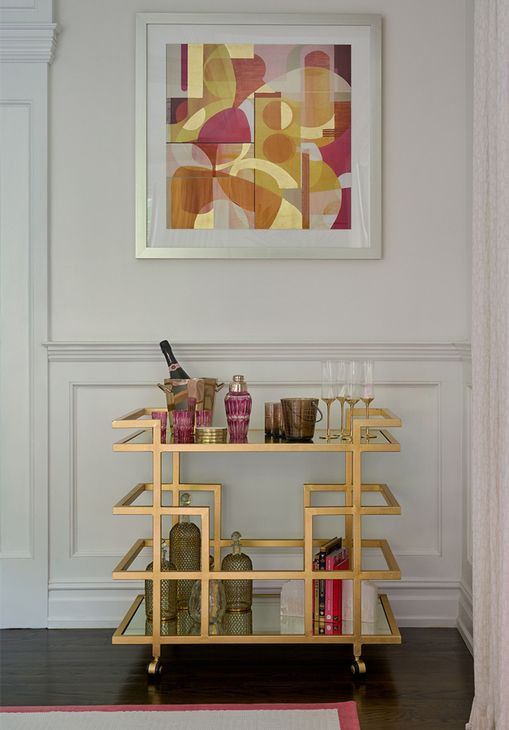 Ireland Gold Leaf Linear Bar Cart