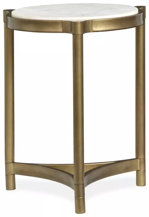 Cassidy Aged Brass and Volakas Classic Round Marble Top Accent Table
