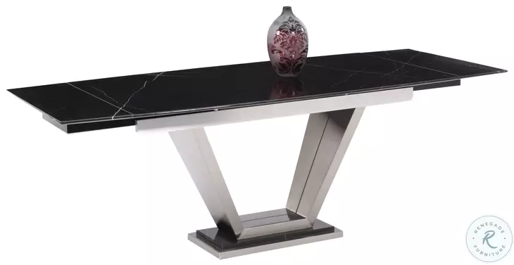 Jessy Black Marquina Extendable Dining Table