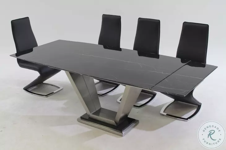 Jessy Black Marquina Extendable Dining Table
