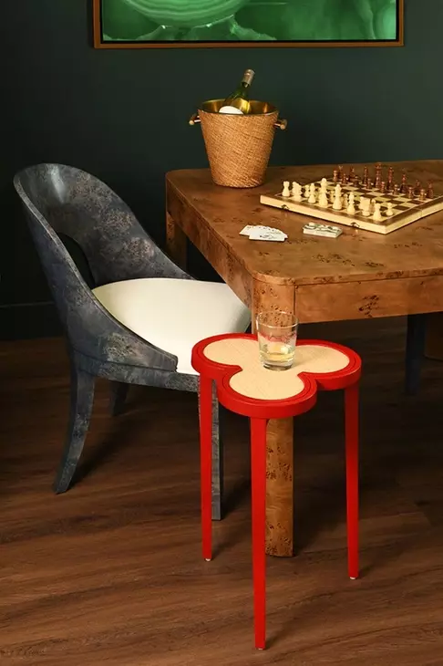 Dylan Matte Red Lacquer Reversible Top Cigar Table
