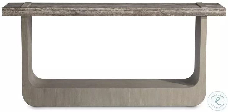 Azzura Weathered Greige Honed Silver Travertine Console Table