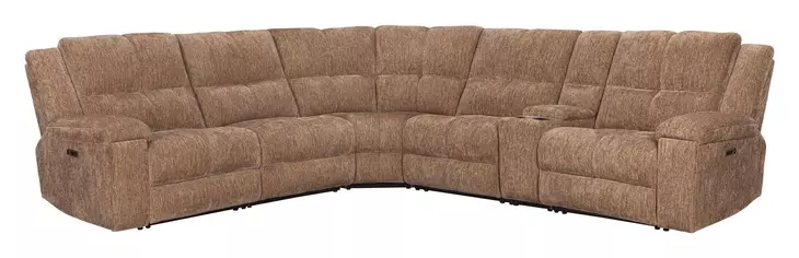 Bronco Plush Tobacco 6 Piece Modular Zero Gravity Power Reclining Sectional with Power Adjustable Headrest and USB Charging