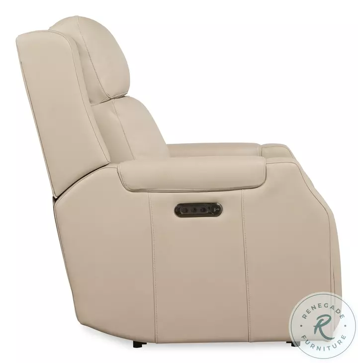 Chesterfield Salvo Beige Leather Zero Gravity Power Recliner with Power Headrest And Lumbar