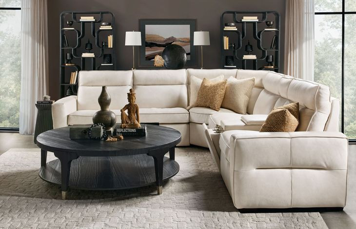 Vann White Leather 6 Piece Modular Power Reclining Sectional with Power Headrest