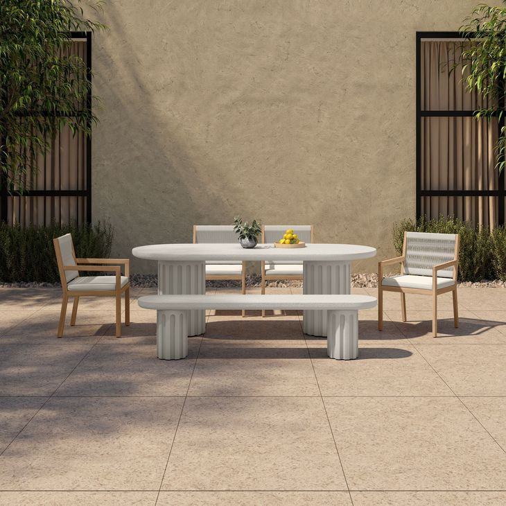 Eris White Outdoor 87" Oval Dining Table