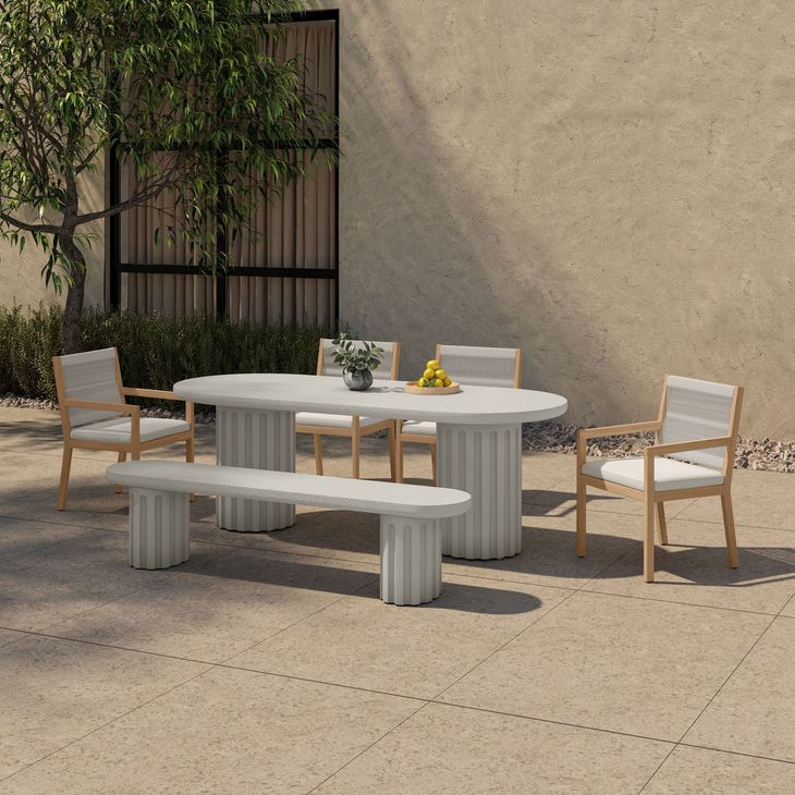 Eris White Outdoor 87" Oval Dining Table