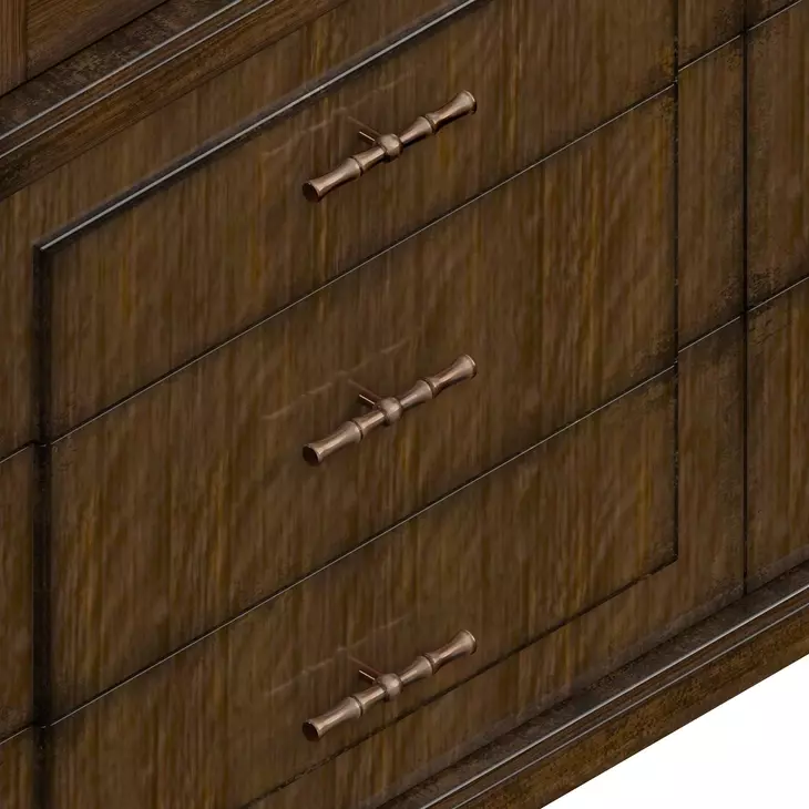 Eave Brown 2 Glass Door China Cabinet with 6 Drawers