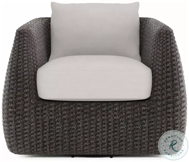 Sarene Dark Thatch And Beige Outdoor Swivel Chair