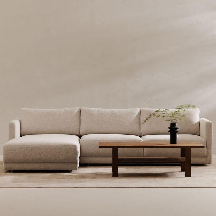 Bryn Oyster 2 Piece Modular LAF Sectional with Pillows