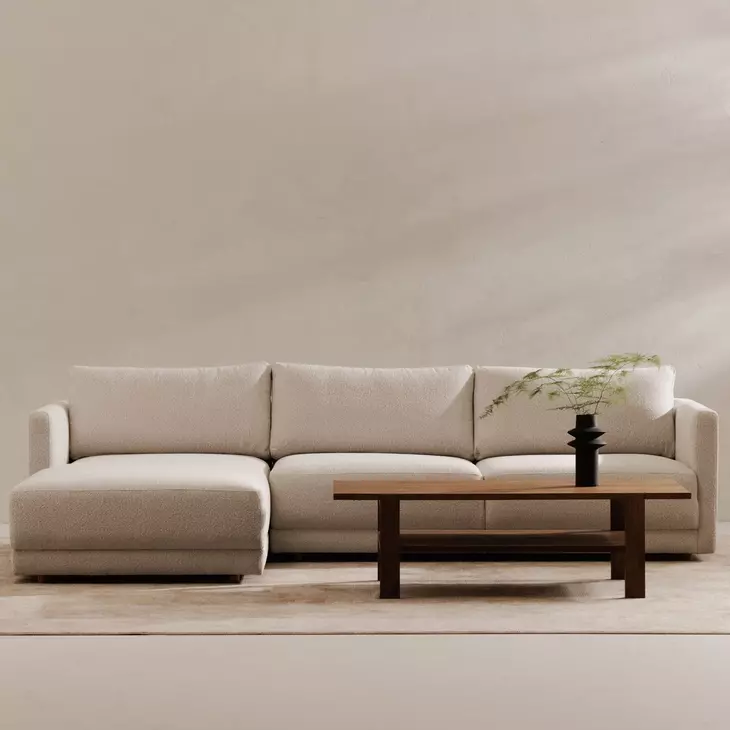 Bryn Oyster 2 Piece Modular LAF Sectional with Pillows