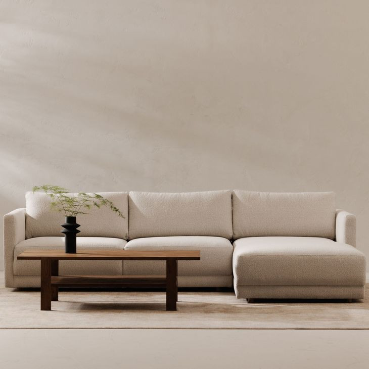 Bryn Oyster 2 Piece Modular RAF Sectional with Pillows