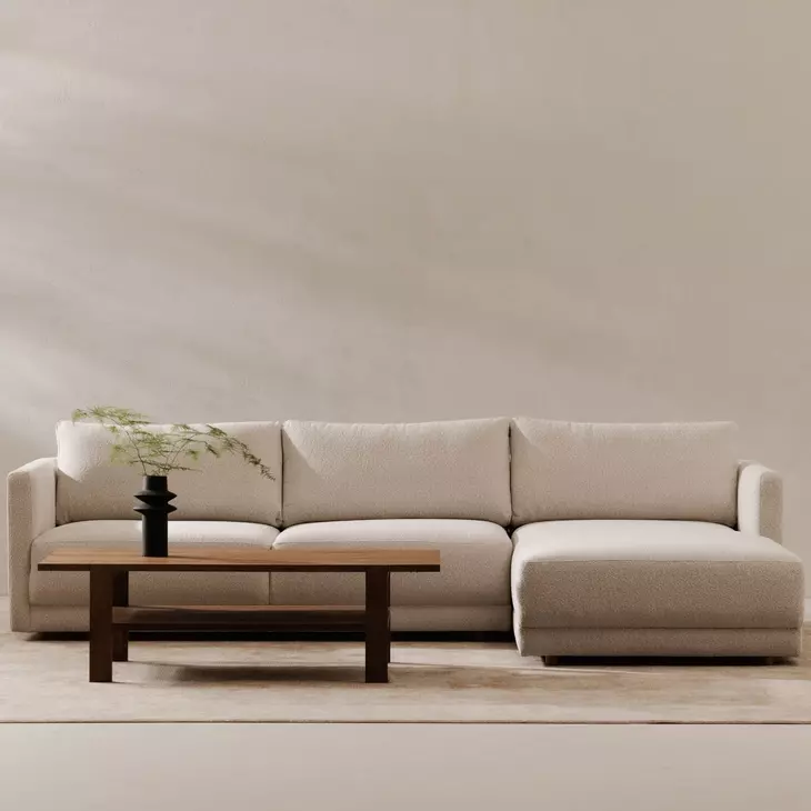 Bryn Oyster 2 Piece Modular RAF Sectional with Pillows