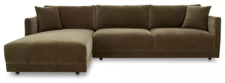 Bryn Heritage Cedar Green 2 Piece Modular LAF Sectional with Pillows